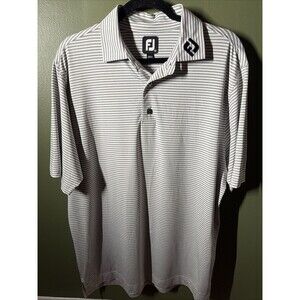 FootJoy ProDry Golf Polo Men’s M Gray White Stripe FJ Tour Collar